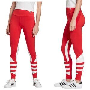 Adidas Originals Large Logo Leggings Red White Size Medium